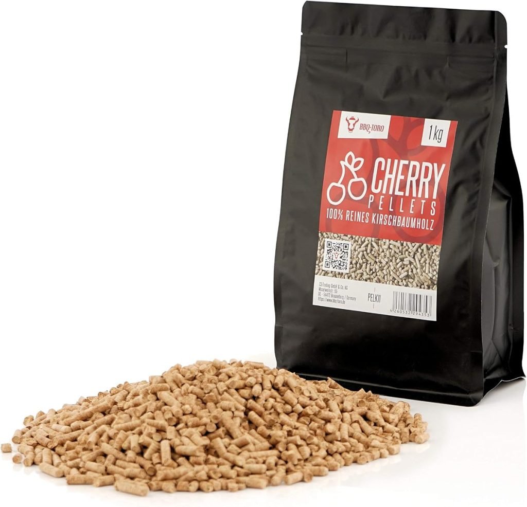 BBQ-Toro Pellets de 100% Madera de Cerezo Cherry | 1 Kg | para Barbacoas, Ahumadores, Fumador, Horno de Pellets y Sistemas de Calefacción | Pellets pa