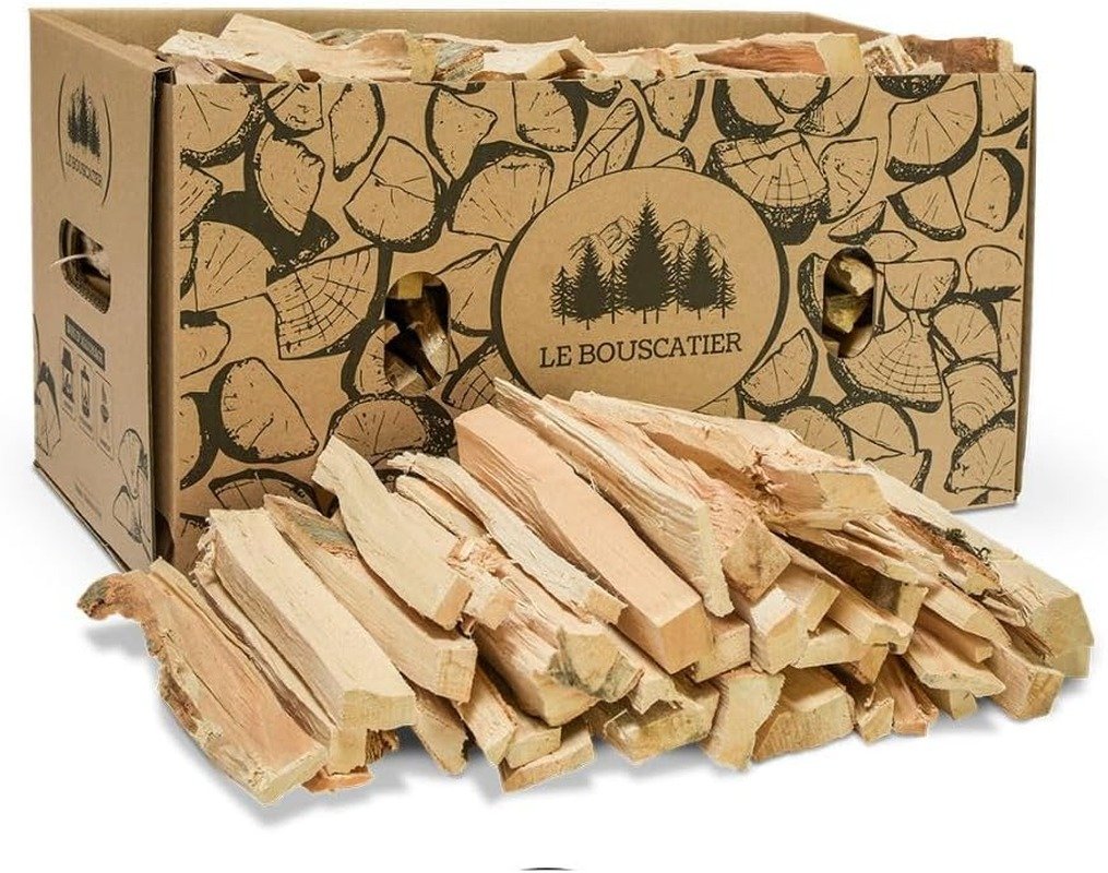 Le Bouscatier Madera de encendido para chimenea, estufa, estufas, barbacoa y brasero. Fabricación francesa. 6 kg de madera seca esencia frondosa lista