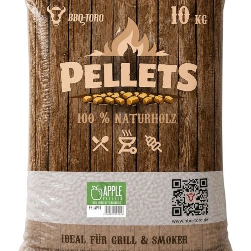 BBQ-Toro Pellets para Barbacoa de 100% Madera de Manzano | 10 kg | Pellets de Manzano para Barbacoa, Ahumador, Horno de Pizza de Pellets y Sistemas de