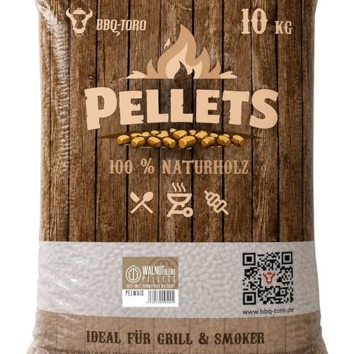 BBQ-Toro Pellets para Barbacoa de 100% Madera de Nogal (en su mayoria) | 10 kg | Pellets de Nogal para Barbacoa, Ahumador, Horno de Pizza de Pellets y