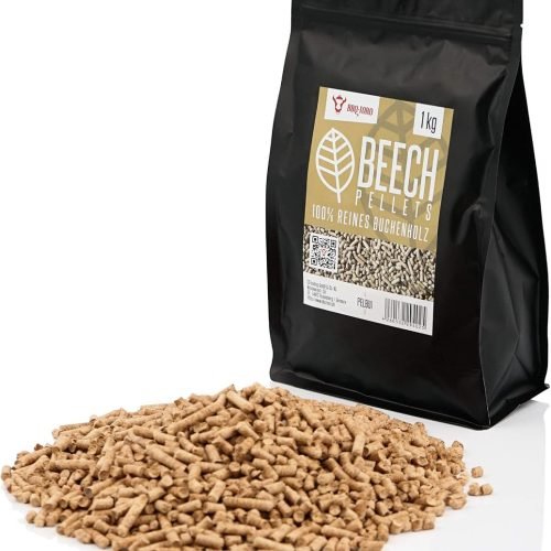 BBQ-Toro Pellets para Barbacoa de 100% Madera de Haya | 1 kg | Pellets de Haya para Barbacoa, Ahumador, Horno de Pizza de Pellets y Sistemas de Calefa