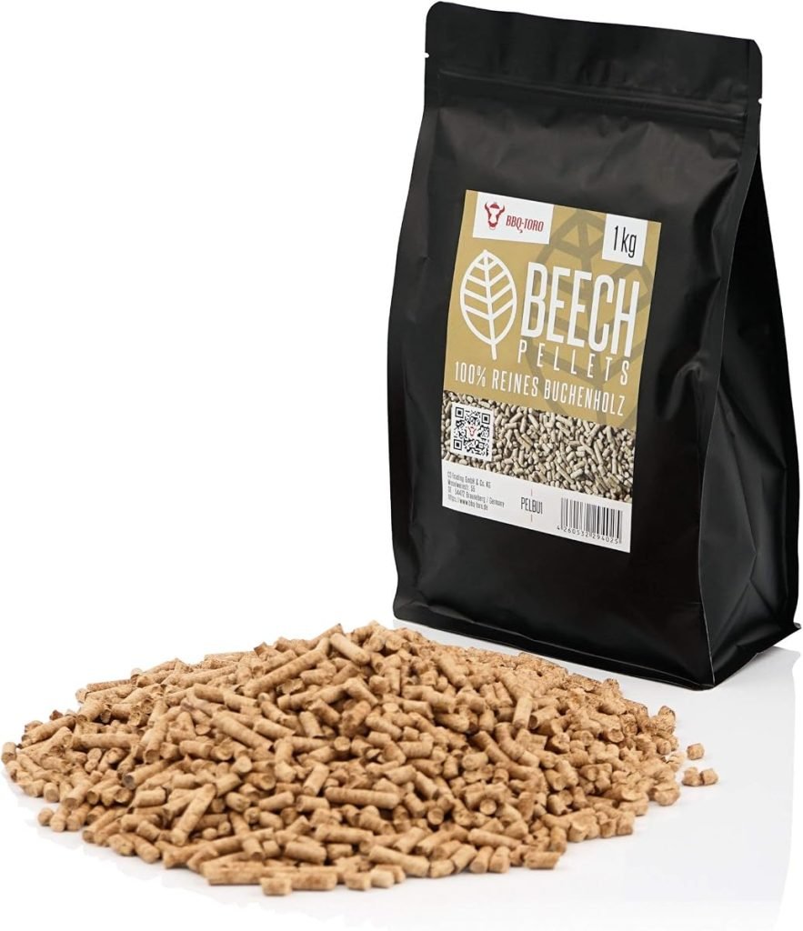 BBQ-Toro Pellets para Barbacoa de 100% Madera de Haya | 1 kg | Pellets de Haya para Barbacoa, Ahumador, Horno de Pizza de Pellets y Sistemas de Calefa