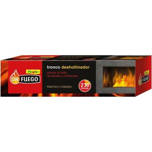 Flower - Tronco Deshollinador Autolimpieza 1.5 Kg | Elimina y Previene Acumulación de Hollín | Arde 2.3 Horas | Ideal para Estufas y Chimeneas, Único