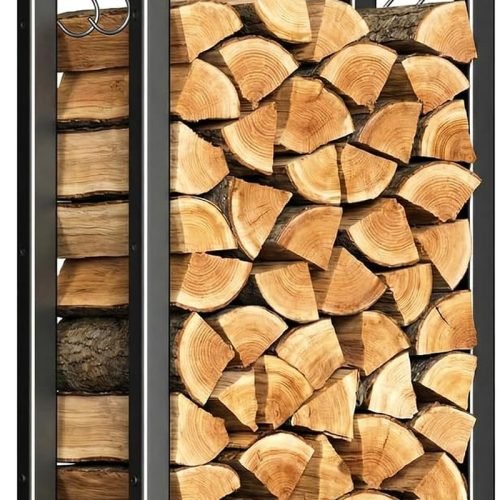 VOUNOT® Soporte de Madera, Estante de Registro de Chimenea, Leñera Registro de Leña, Soporte de Almacenamiento de Madera para Interiores y Exterior, N