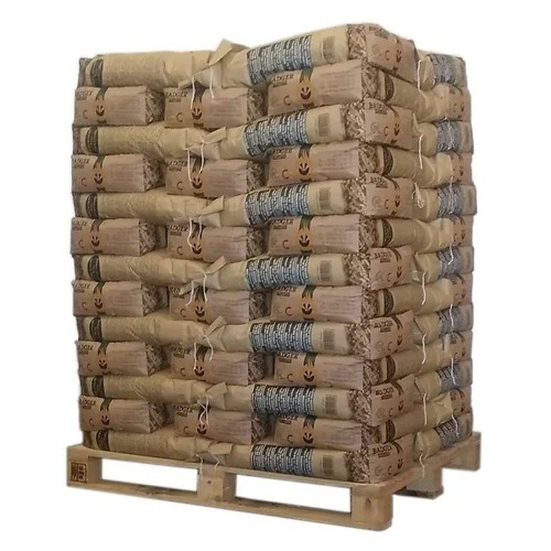 Palet de pellets Badger — 65 sacos de 15 kg (formato pro)