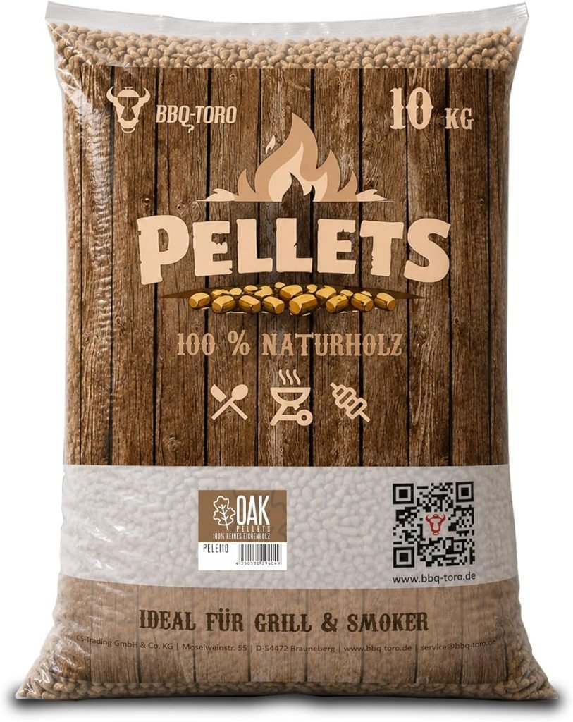 BBQ-Toro Pellets para Barbacoa de 100% Madera de Roble | 10 kg | Pellets de Roble para Barbacoa, Ahumador, Horno de Pizza de Pellets y Sistemas de Cal