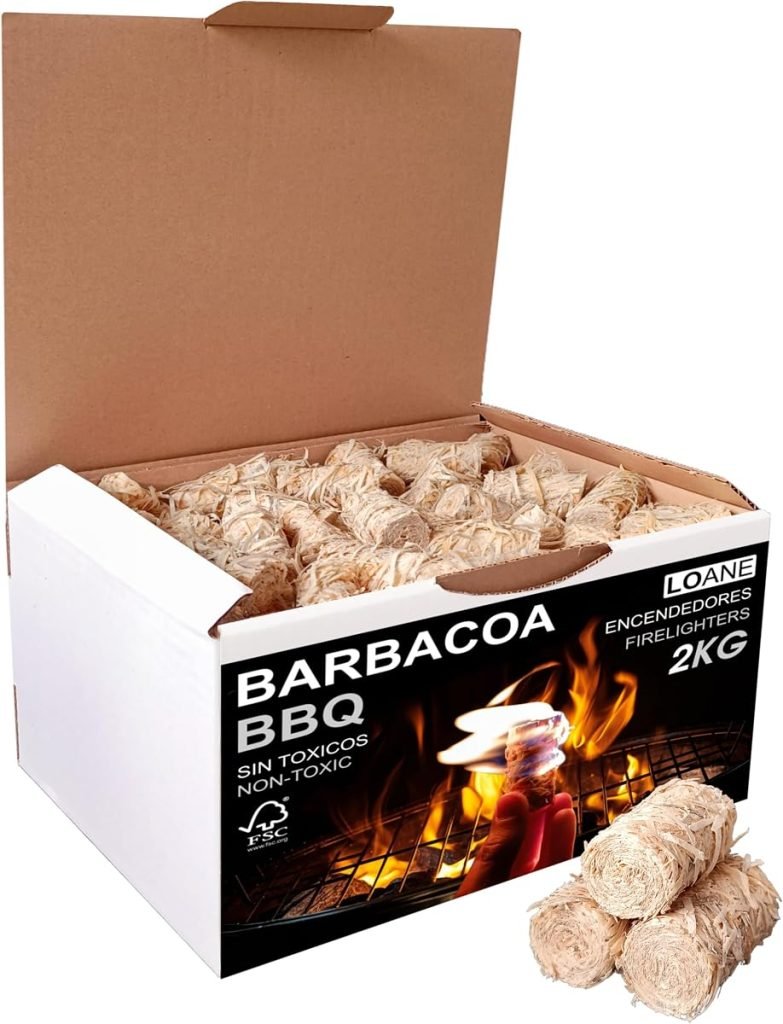 LOANE - Encendedores Ecológicos - 2KG - Encendedor Barbacoa, Encendedor Chimenea, Pastillas Encendido Chimenea, Encendedores De Lana De Madera,150 Uni