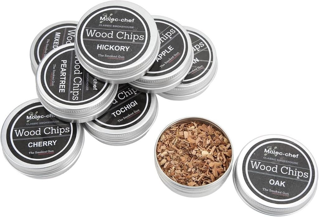 Kit de Ahumador de Cócteles con Virutas de Madera para Ahumar Whisky de 8 Piezas, Virutas para Ahumar en Barbacoa, Mezcla de Aserrín de Madera de Frut
