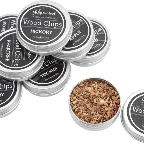 Kit de Ahumador de Cócteles con Virutas de Madera para Ahumar Whisky de 8 Piezas, Virutas para Ahumar en Barbacoa, Mezcla de Aserrín de Madera de Frut