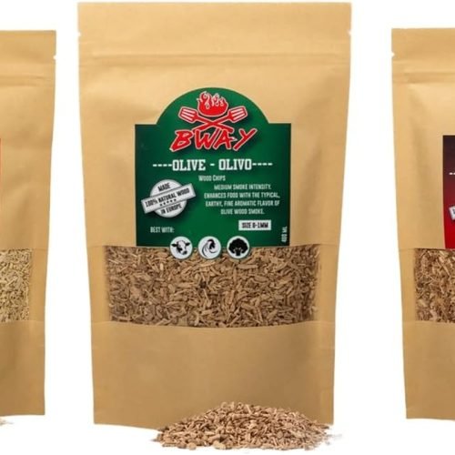 BWAY Madera para Ahumador de Alimentos Profesional - Olivo, Naranjo, Almendro (3x400 ml) - Ebook de Regalo con 20 Recetas - Regalos para Chefs - Ideal