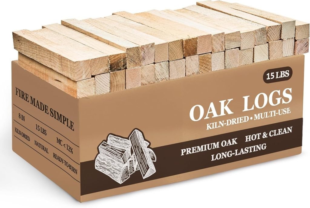 Leña de roble secado al horno, sin corteza, troncos de madera dura para hornos de pizza, hogueras, chimeneas, luces de combustión caliente limpias ráp