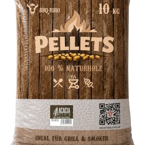 BBQ-Toro Pellets para Barbacoa de 100% Madera de Acacia | 10 kg | Pellets para Barbacoa, Ahumador, Horno de Pizza de Pellets y Sistemas de Calefacción