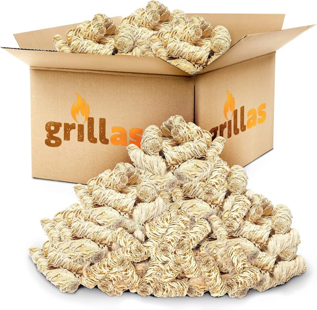 grillas Pastillas de Encendido Ecológicas Enceradas | Encendedores de Barbacoa de Madera Natural | Pastillas de Lana de Leña para Chimeneas, Estufas,