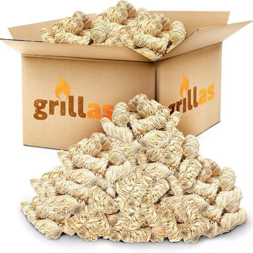 grillas Pastillas de Encendido Ecológicas Enceradas | Encendedores de Barbacoa de Madera Natural | Pastillas de Lana de Leña para Chimeneas, Estufas,
