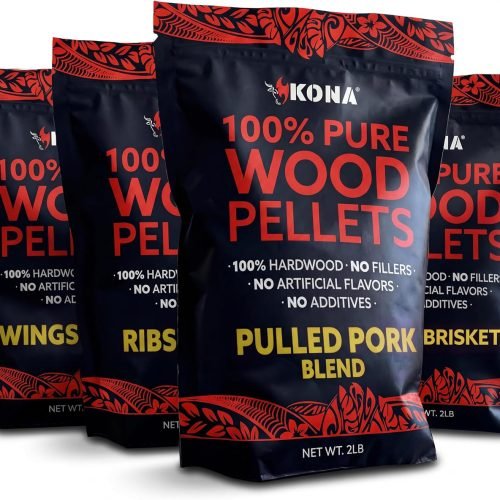 Kona Pellets de madera, costillas, alas y mezcla de cerdo desmenuzado, paquete variado, diseñado para parrilla Ninja Woodfire al aire libre, horno de