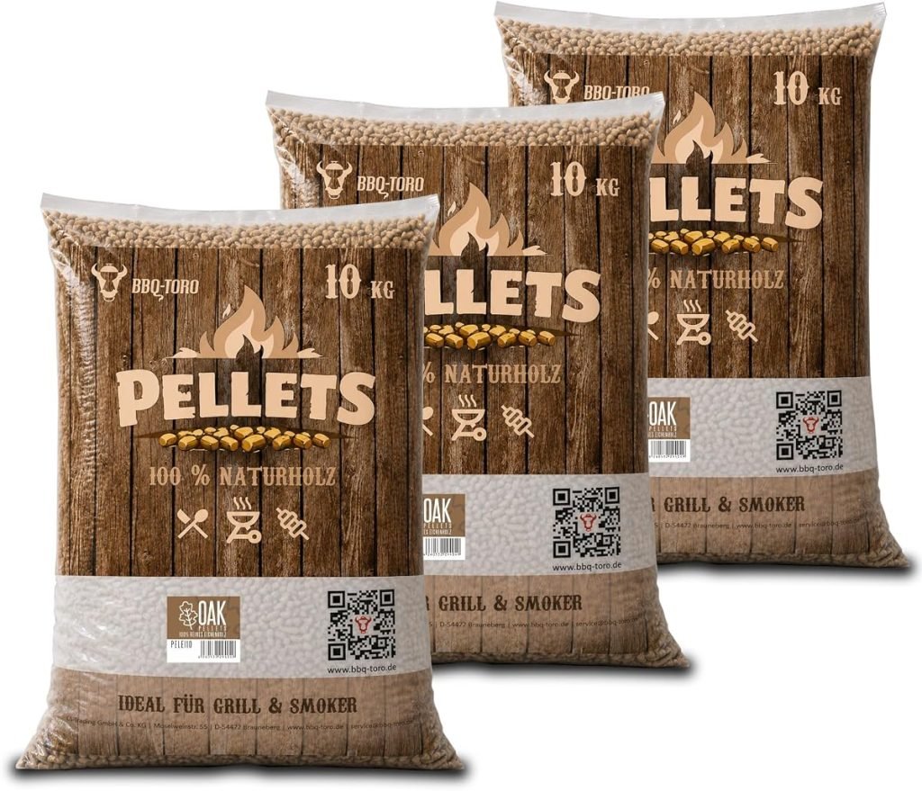 BBQ-Toro Pellets para Barbacoa de 100% Madera de Roble | 30 kg | Pellets de Roble para Barbacoa, Ahumador, Horno de Pizza de Pellets y Sistemas de Cal