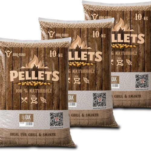 BBQ-Toro Pellets para Barbacoa de 100% Madera de Roble | 30 kg | Pellets de Roble para Barbacoa, Ahumador, Horno de Pizza de Pellets y Sistemas de Cal
